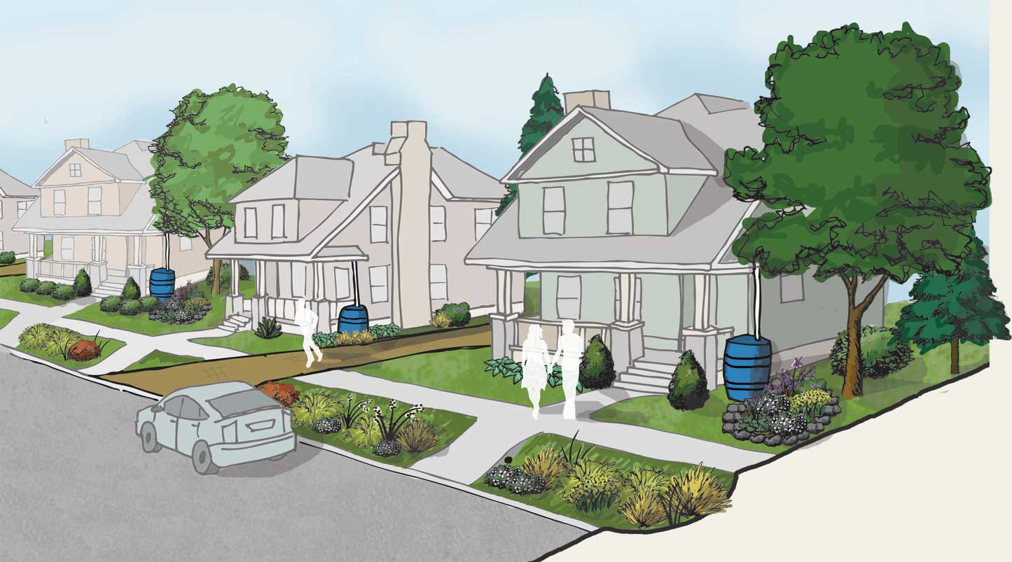 Rendering of a residential street