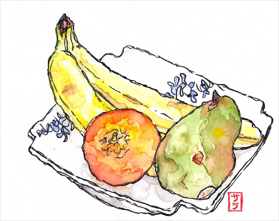 Still life of fruits in a bowl